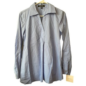🔹5/$25🔹Ellen Tracy‎ Tunic Style Parisian Blue Dress Shirt. Long Sleeve. NWT. XS